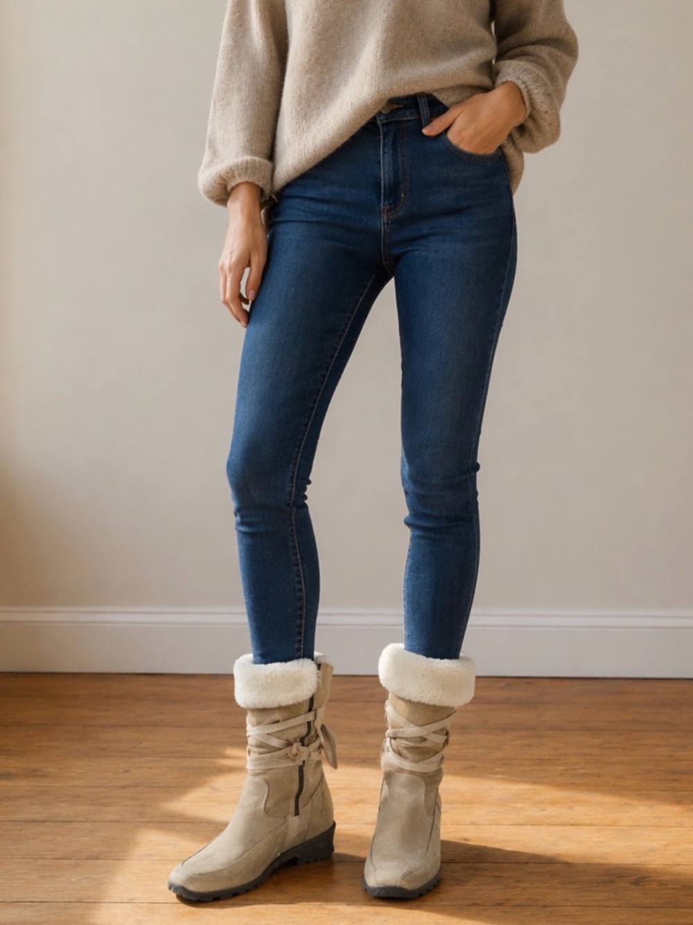 Shearling-lined suede boots